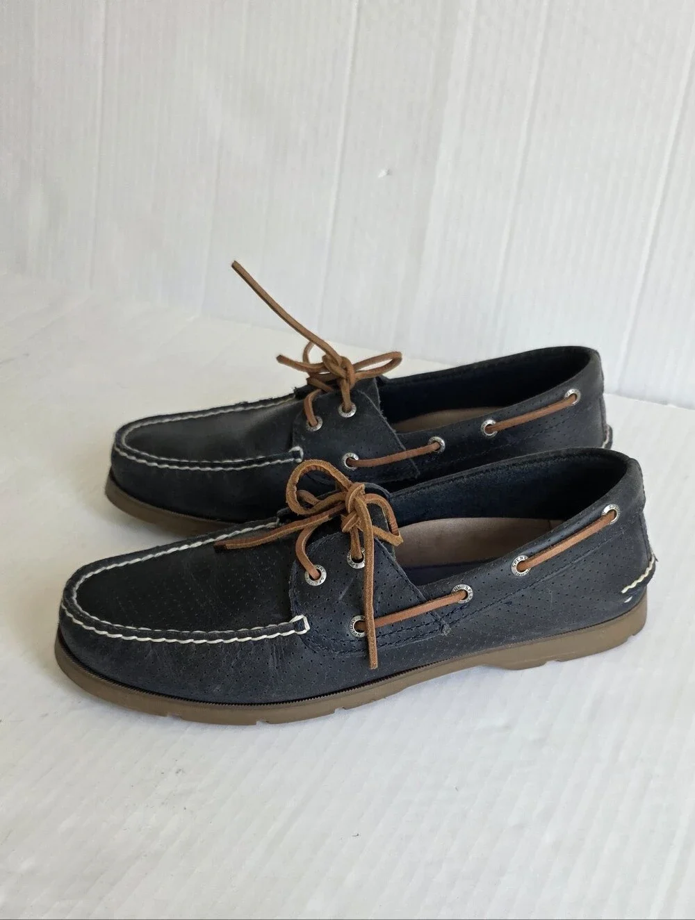 Sperry Top-sider men's Navy Leather 2-eye Boat Shoes Preppy Old Money Nautical
